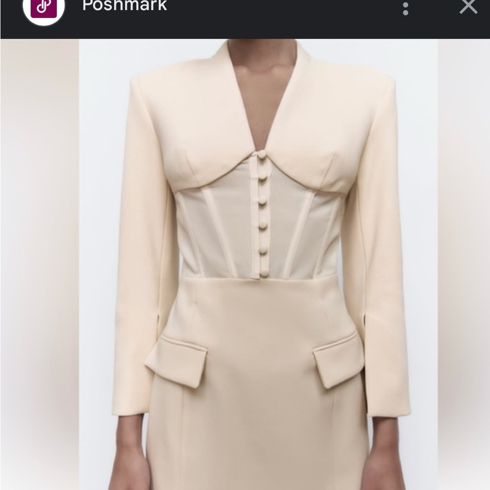 Elegant Cream Blazer Dress